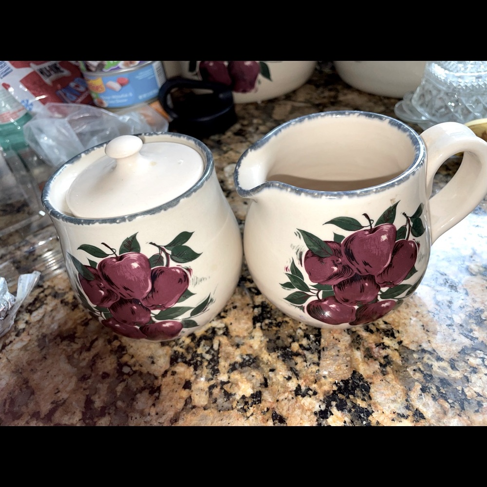 Sugar and cream bowls I’m sorry the sugar bowl has a small chip in it.